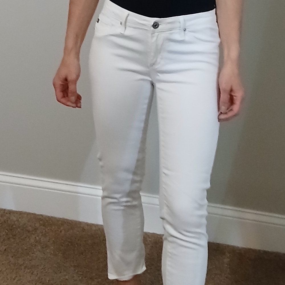 Ag Adriano Goldschmied White Ankle Cropped Jeans